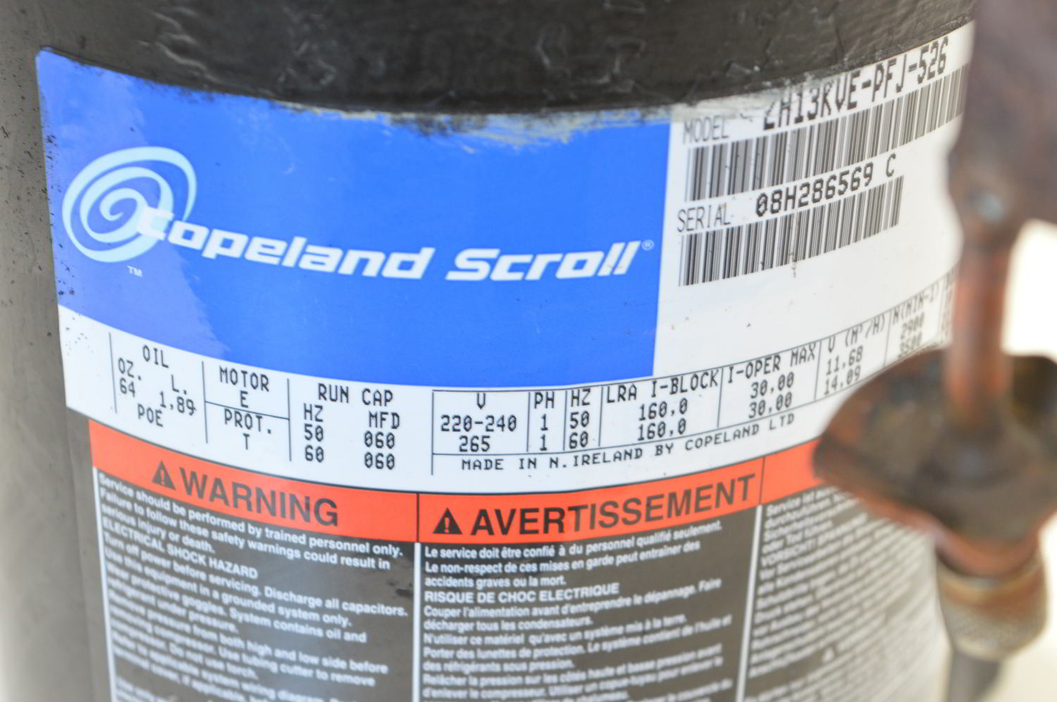 Compresseur COPELAND ZH13KVE-PFJ-526 (OCCASION) – Image 3