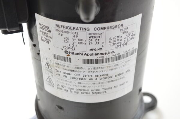 Compresseur HITACHI EK406AHD-36A2 pour module RHUE5AVHN  (OCCASION) – Image 2